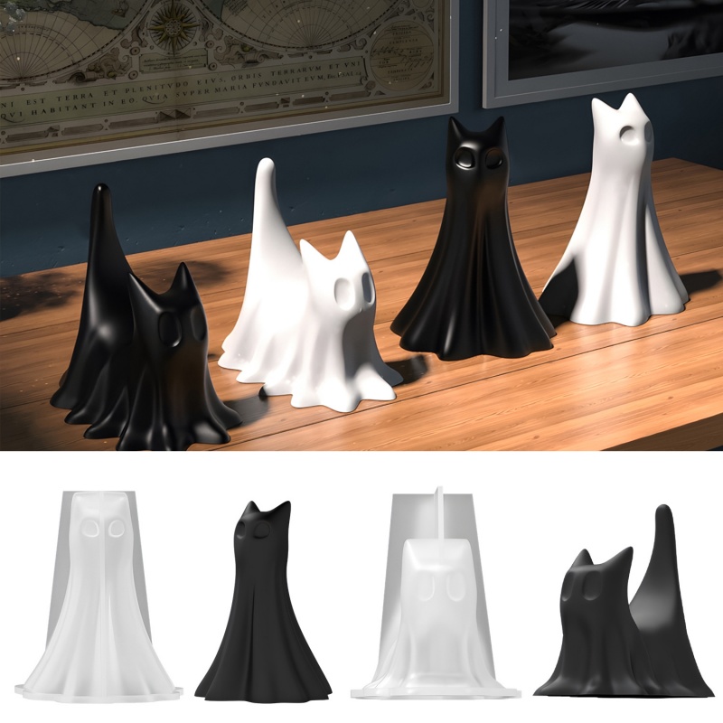Candle Making Diy - Ghost Cat ฮาโลวีนเดสก์ท็อปเครื่องประดับพลาสเตอร์แม่พิมพ์ซิลิโคน DIY Handmade Aromatherapy