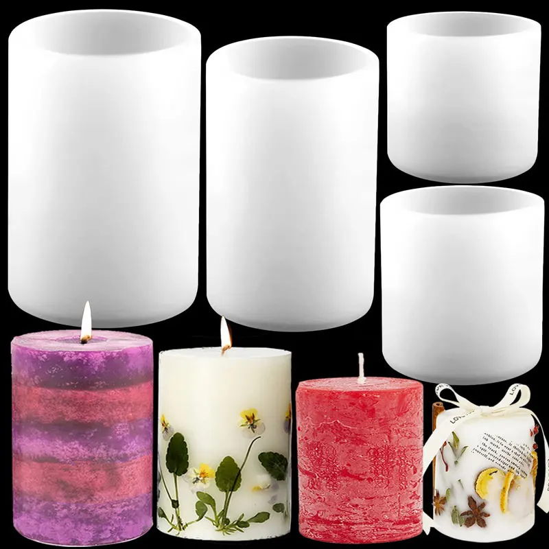 Candle Making Easy - กระบอกซิลิโคนเทียนแม่พิมพ์เรซินแม่พิมพ์อีพ็อกซี่เรซินแม่พิมพ์หล่อสําหรับงานฝีมือ DIY เทียนขี้ผึ้งทําสบู่ดิน