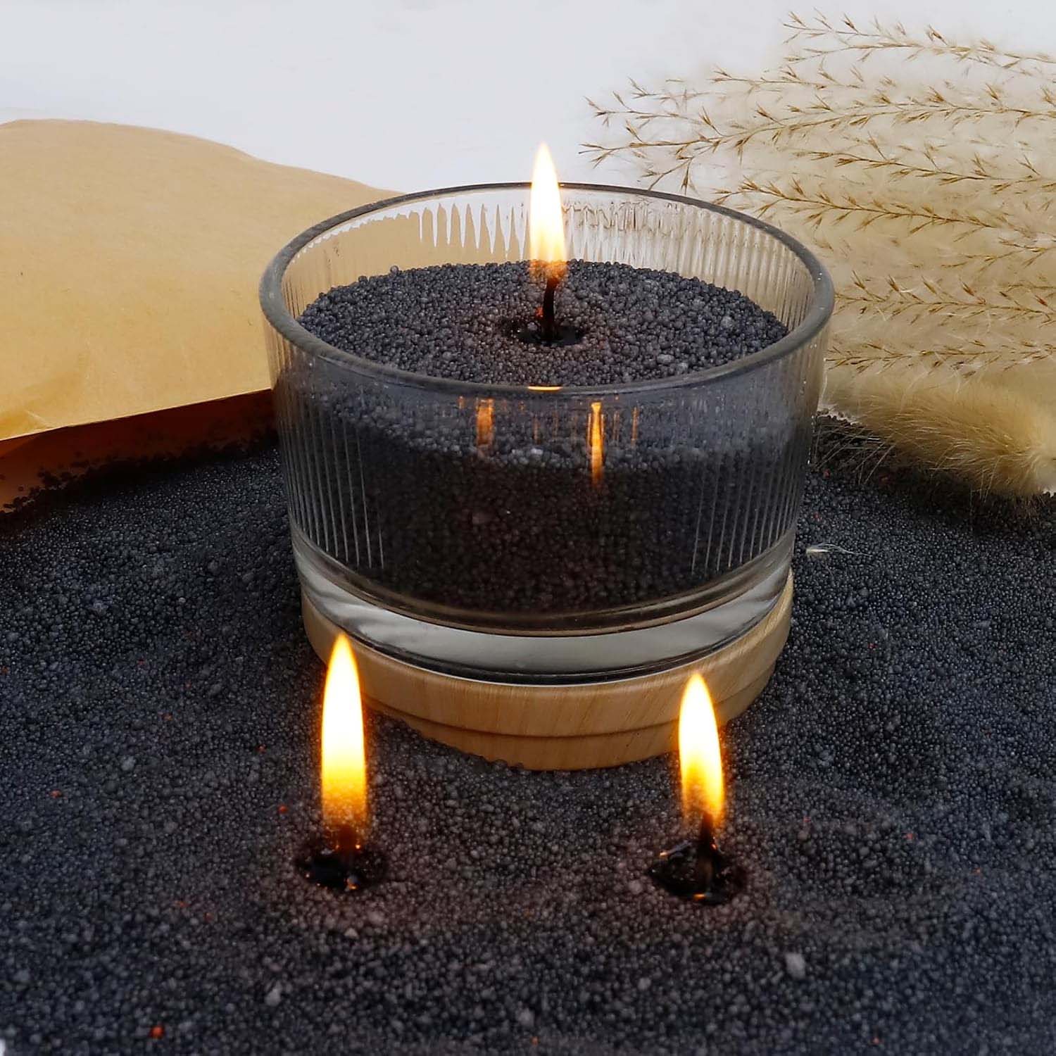 Candle Making Easy - ทรายเทียนสีดำพร้อมไส้เทียน 200 กรัม พร้อมไส้เทียน 10 ชิ้น