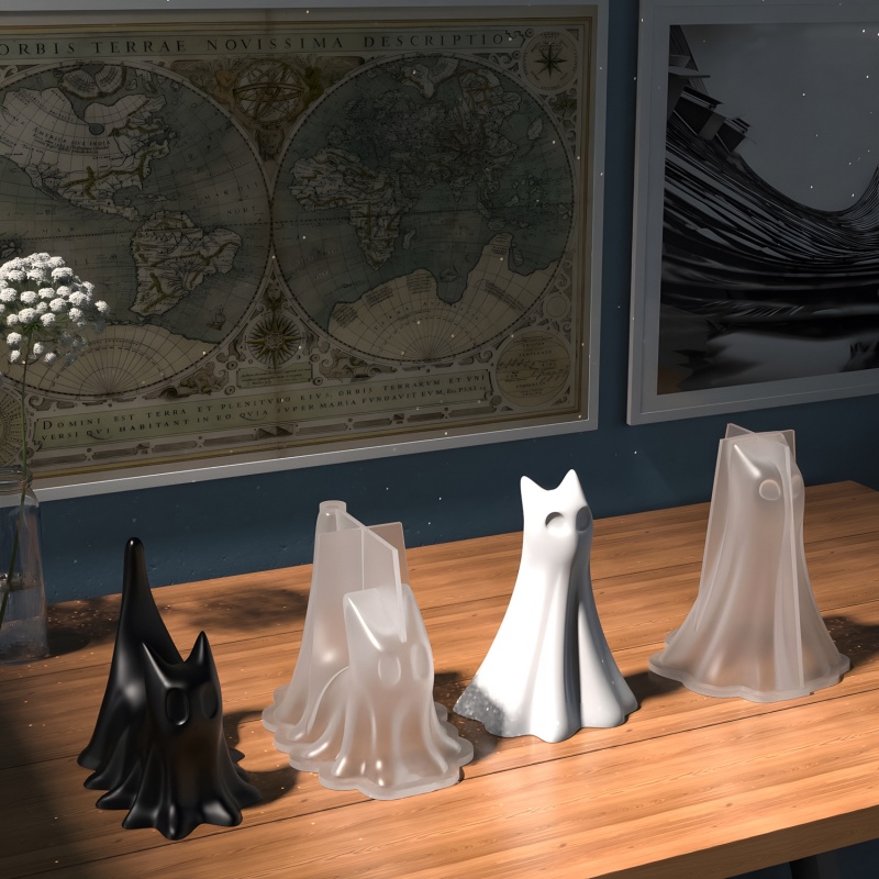 Ghost Cat ฮาโลวีนเดสก์ท็อปเครื - Candle Making Diy บทวิจารณ์และราคา