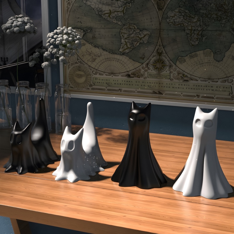 Ghost Cat ฮาโลวีนเดสก์ท็อปเครื - Candle Making Diy บทวิจารณ์และราคา
