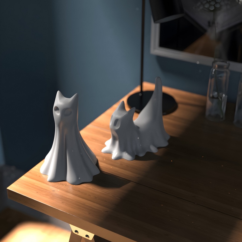 Ghost Cat ฮาโลวีนเดสก์ท็อปเครื - Candle Making Diy บทวิจารณ์และราคา